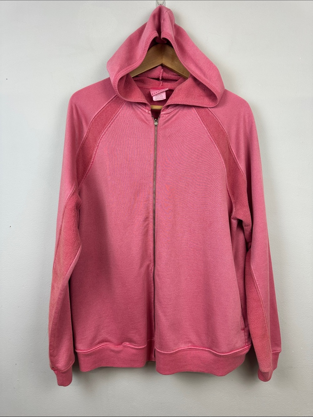 Hot Cotton Full Zip Hooded Sweater Sz L Pink